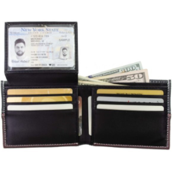 Mens Bifold Vegan Leather Wallet in Gift Box - Picture 2 of 11